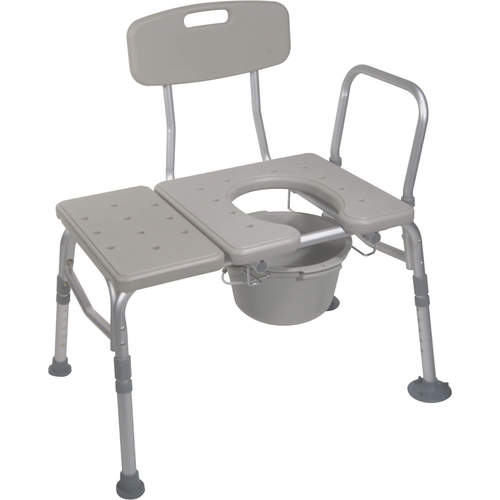 Combination Plastic Transfer Bench with Commode Opening for bath safety