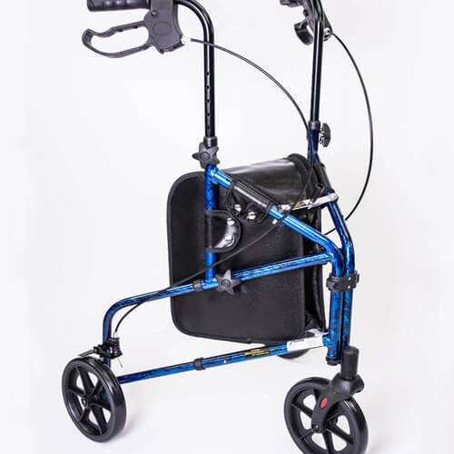 3 Wheel Rollator Walker with Basket Tray and Pouch