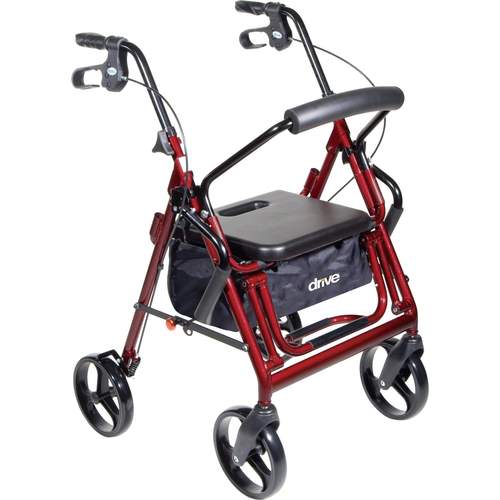 Duet Transport Wheelchair Rollator Walker (Padded Seat, Loop Locks) 4-Wheel Rollator